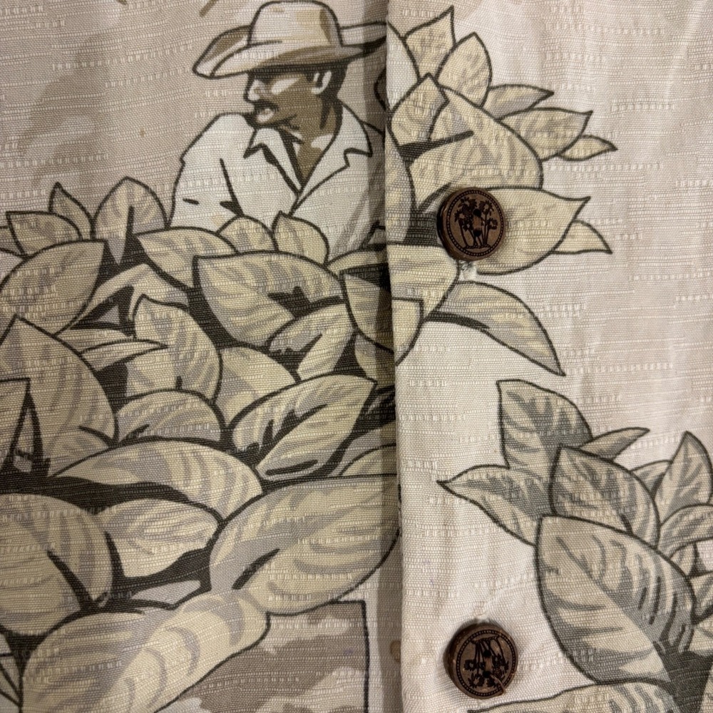 Seven Palm Silk Tropical Camp Shirt Men S Beige Short Sleeve Relaxed Fit Resort - Picture 8 of 10